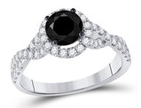 2.00 Carat (ctw I2-I3) Black Diamond Solitaire Engagement Ring in 14K White Gold